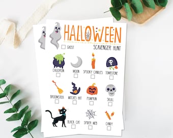 Halloween Scavenger Hunt, Halloween Treasure Hunt Clues, Children Halloween Game Print, Scavenger Hunt Clue Cards, Printable DIY Halloween