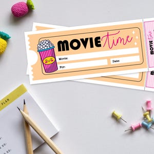 Bearbeitbares Movie Night Ticket zum Ausdrucken, Klasse Kinokarte, Homeschool Movie Ticket, Lehrerressourcen PDF