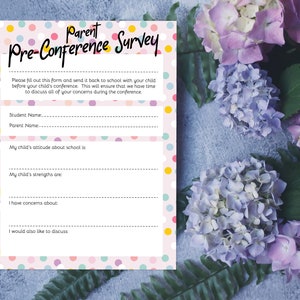 Parent Teacher Pre Conference Survey, Teacher Resource, Teacher Worksheets, Teacher Report, Conference Parent Teacher Printable