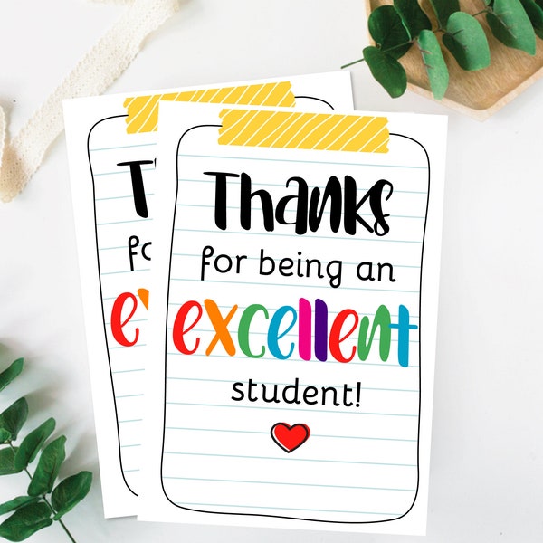 Student Appreciation Printable Tag, Graduation Gift, Excellent Student Thank You, Marker Student Gift, DIY, Teacher Appreciation Week or Day