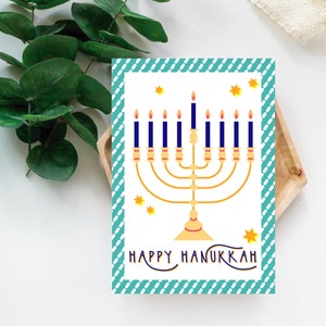 Étiquette de cadeau imprimable Happy Hanukkah, étiquette imprimable de Hanukkah, étiquette de cadeau de Menorah, étiquette de cadeau de vacances, cartes de Hanukkah, téléchargement immédiat