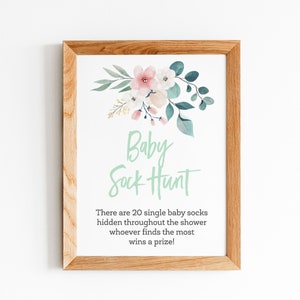 DIY Baby Shower Juego Sock Hunt, Boho Baby Shower Juego, Juegos de Baby Shower, Blue Aqua, Baby Boy, Descarga Instantánea, Ideas de Actividades Divertidas