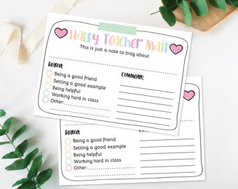 Pastel Happy Teacher Mail, Sub Teacher Mail Imprimible, Profesor Suplente, Happy Mail, Etiqueta de Brag Sustituto, BRICOLAJE, Carta del Maestro
