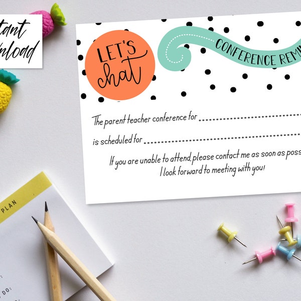 Parent Teacher Conference Reminder, Teacher Mail, Note from the Teacher, Teacher Report, Parent Teacher Meeting Printable