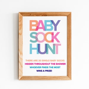 Juego brillante de búsqueda de calcetines de baby shower, juego de baby shower boho, juegos de baby shower, descarga instantánea, ideas de actividades divertidas, arco iris, bricolaje brillante