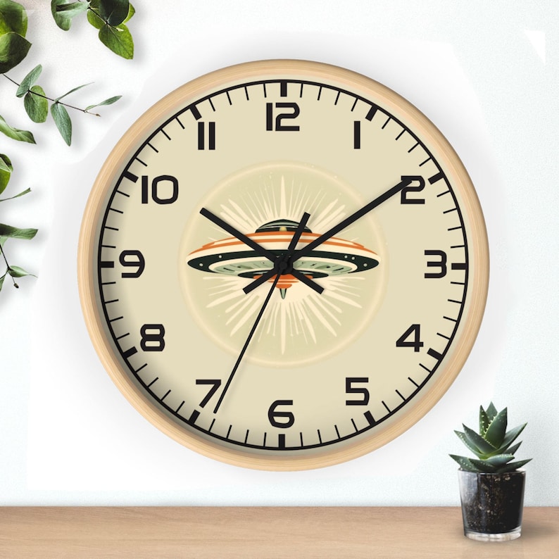 UFO Wall Clock, Mid-Century Modern Atomic Decor image 1