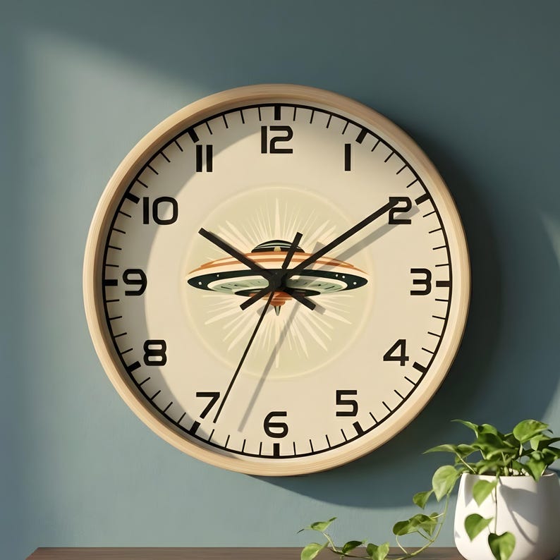 UFO Wall Clock, Mid-Century Modern Atomic Decor image 2