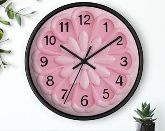 Różowy zegar ścienny Daisy: styl retro lat 70., odjazdowy wystrój akademika