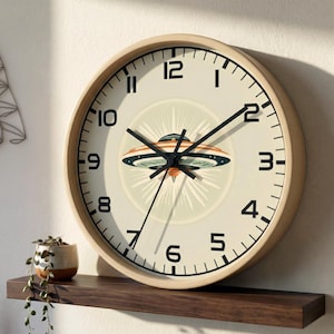 UFO Wall Clock, Mid-Century Modern Atomic Decor image 3