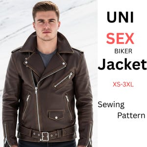 Naaipatroon uniseks leren bikerjack | Kanten zijjack pdf (XS–3XL)