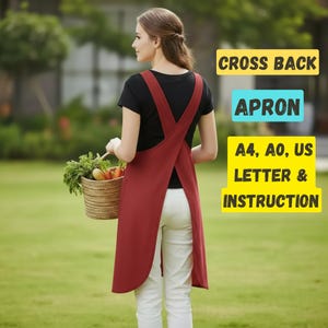 Cross-Back Apron Sewing Pattern • Japanese Pinafore (XXS-XXXL) (Digital Download