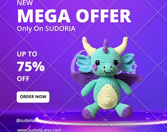 Crochet Dragon Pattern PDF | Large Amigurumi Dragon | Digital Download | Birthday & Christmas Gift
