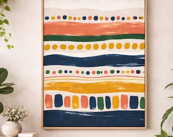 Lámina decorativa abstracta y colorida para imprimir, descarga digital moderna, pintura minimalista llamativa, decoración para dormitorio, descarga instantánea de arte.