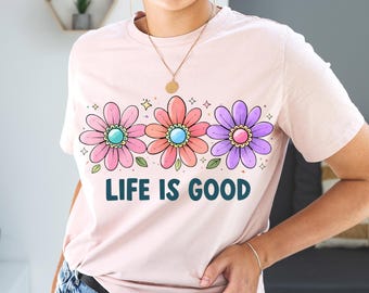 La vita è bella PNG SVG / Design maglietta Preppy Daisy / PNG sublimazione alla moda / Citazione Good Vibes / Maglietta floreale estiva