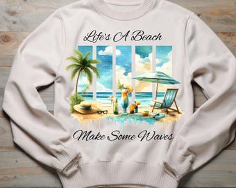 Paquete de imágenes PNG de playa de verano / Diseño de camiseta de vacaciones tropicales / Sublimación de palmeras PNG SVG / Archivos con y sin texto