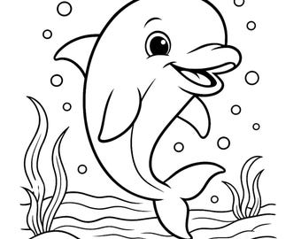 50 adorabili pagine da colorare di animali dell'oceano / PDF stampabili in formato A4 e US Letter / Pagine da colorare per bambini e adulti / Download immediato