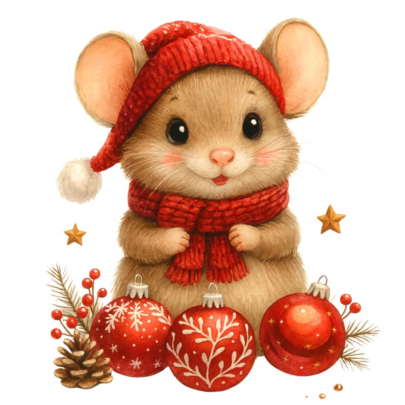 weihnachten-maus-clipart-bundle-niedliche-aquarell-maus-urlaub
