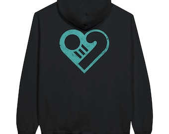 Love hockey black hoodie with turquoise heart