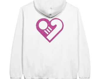 Lieber weißer Hoodie mit rosa Herzen