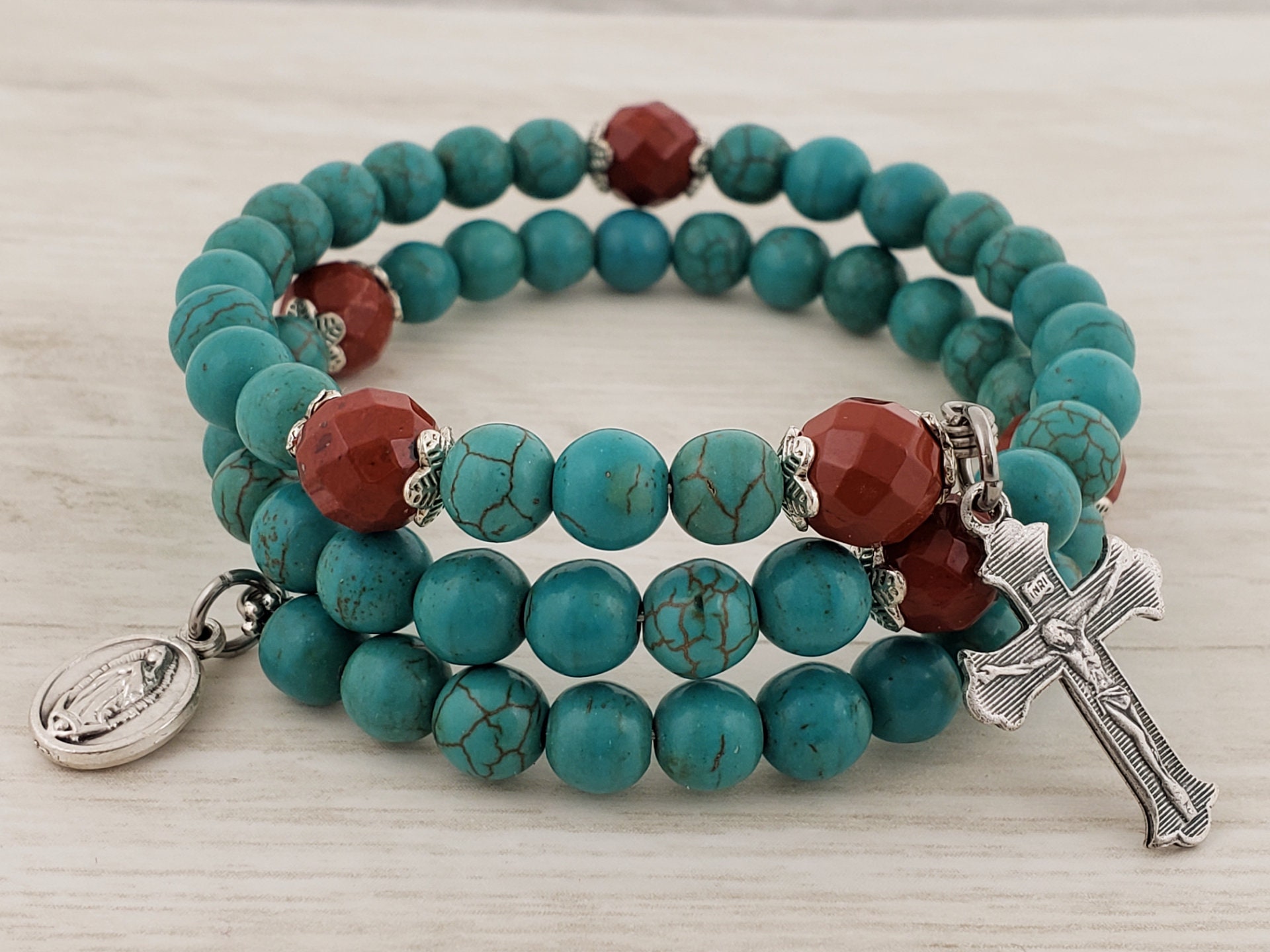 Miracles Rosary Wrap Bracelet - Blue/Pearl - Reilly's Church Supply & Gift  Boutique
