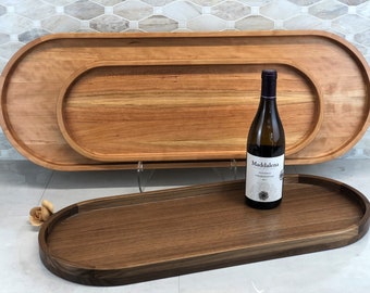 Cherry Oval Wood Tray / Charcuterie Board / Serving Tray + Ottoman Tray