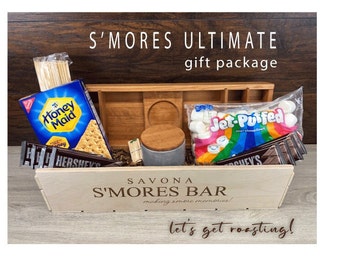 ULTIEME SMORE-PAKKET *Gepersonaliseerd Smores-station voor gezinnen met cadeaukrat en alle Fix'ns