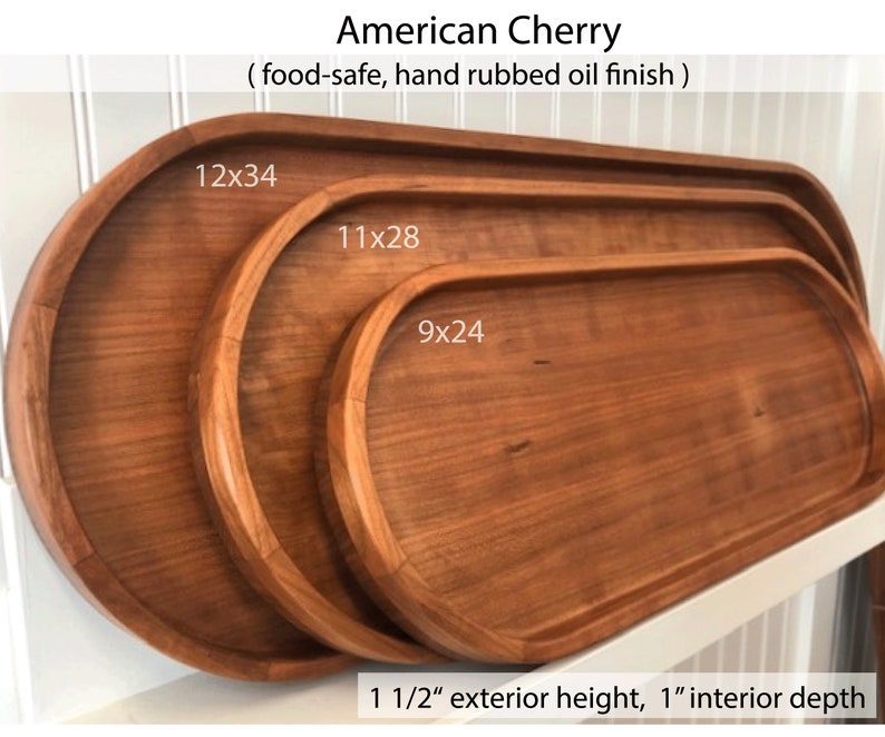 Cherry Oval Wood Tray / Charcuterie Board / Serving Tray + Ottoman Tray image 2