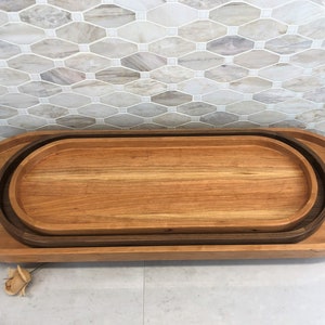Cherry Oval Wood Tray / Charcuterie Board / Serving Tray + Ottoman Tray image 7
