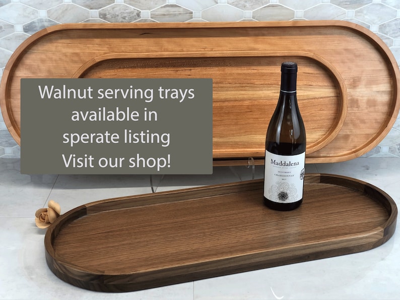 Cherry Oval Wood Tray / Charcuterie Board / Serving Tray + Ottoman Tray image 6