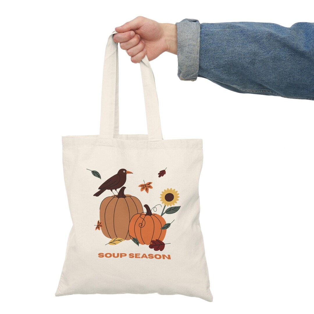 Autumn Vibes Tote Bag - Soup Season Design, Pumpkin Canvas Bag, Eco ...