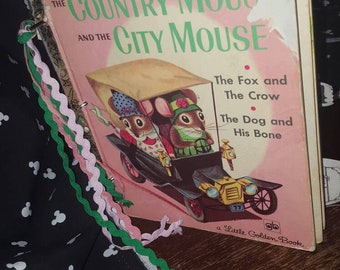 Country Mouse City Mouse Little Golden Book Junk Journal  vintage