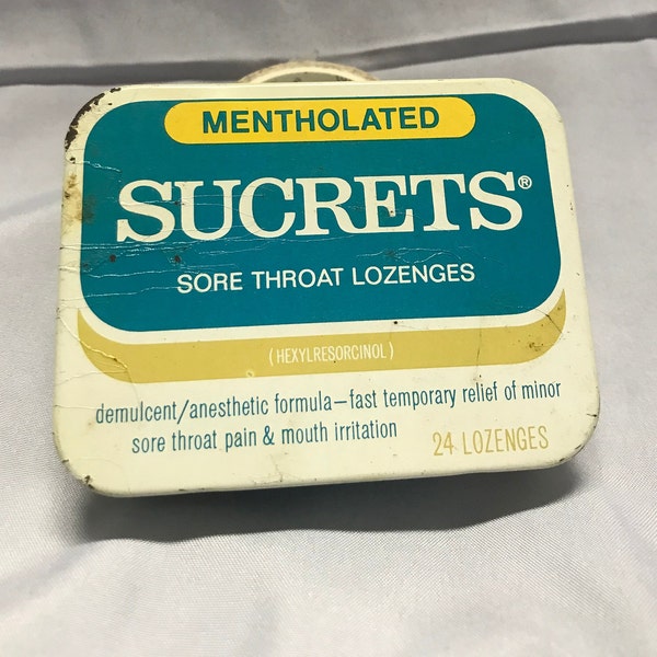 Sucrets Mentholated Sore Throat Lozenges Tin Vintage