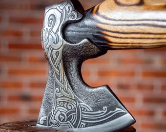 Custom Hand-Forged Viking Axe | Personalized Throwing & Camping Hatchet | Engraved Gift for Him
