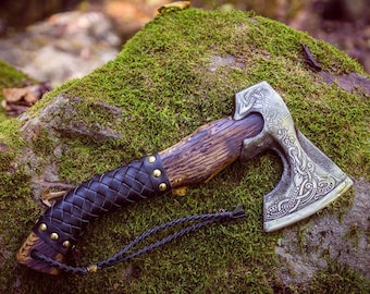 Custom Hand-Forged Viking Axe | Personalized Throwing & Camping Hatchet | Engraved Gift for Him