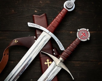 Hand-Forged Knight Templar Sword with Scabbard | Faith Seeker & Accolade Swords | Medieval Cosplay Prop | Unique Christmas Gift for Him