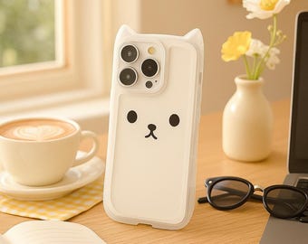Cute Bear Soft Silicone Shockproof Cover with Ears Cute Design Protective Case Phone Case for iPhone 11, 12, 13, 14, 15, 16 Series