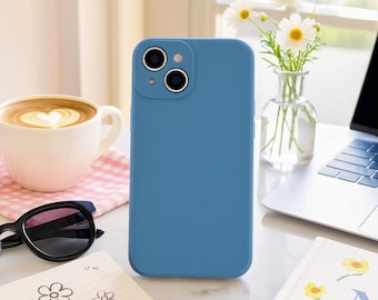 Matte Cube-Edge Soft Liquid Silicone Slim Phone Case for iPhone 11, 12, 13, 14, 15, 16, 17 Series Minimalist Case with Camera Protection