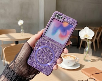 Luxury Glitter Phone case for Galaxy Z Flip 3,4,5,6,7 Series Wireless Charging Compatible Protective Cover