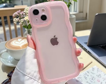 Wave Edge Translucent Phone Case for iPhone 17 16 15 14 13 12 11 Pro Max Plus | Matte Clear Soft TPU Slim Protective Cover