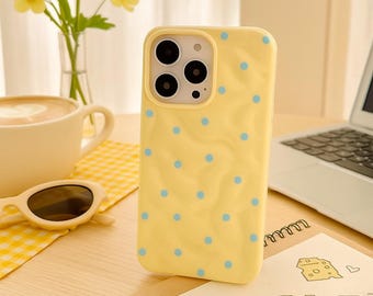 Polka Dot Folds Texture Phone Case for Iphone 11,12 13,14,15,16 Series Soft Wavy Silicone Pattern Cover