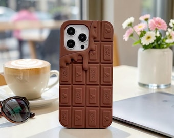 Melting Chocolate Bar Phone Case for iPhone 17 16 15 14 13 Pro Max Plus | 3D Drip Dessert Style Soft Protective Cover