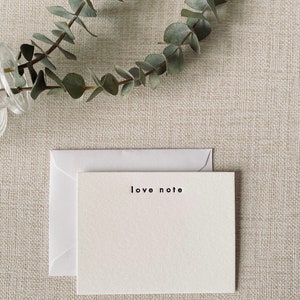 Mini Love Notes Letterpress Kartenset | Romantisches Briefpapier Geschenk für Sie | Kleine flache Liebe Grußkarten | Minimalistisches Schreibset