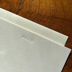Blind Impression Hello Letterpress Flat Note Cards (Set of 10), Letterpress Stationery Set, Letterpress Cards, Flat Card Set, No Ink