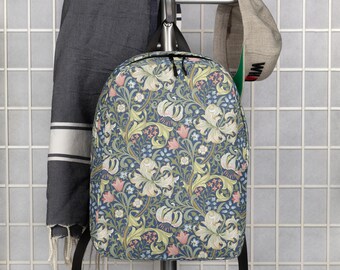 William Morris Golden Lily Minimalist Backpack,  Minimalist Backpack, Everyday Backpack, Travel Bag, Laptop Waterproof Backpack, Gifts