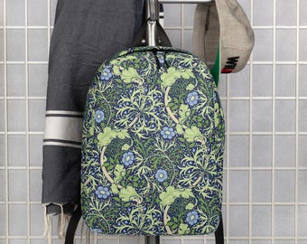 William Morris Seaweed Minimalist Backpack,  Minimalist Backpack, Everyday Backpack, Travel Bag, Laptop Waterproof Backpack, Gifts