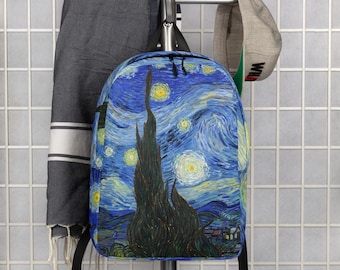Van Gogh Starry Night Minimalist Backpack, Everyday Backpack, Travel Bag, Modern Laptop Backpack, Aesthetic Gift, Gifts, Waterproof backpack