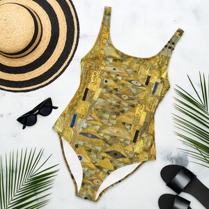 Gustav Klimt Portrait Of Adele Bloch-Bauer I One-Piece Swimsuit, Women's One piece, All-Over Print, Gift for her, Swimwear, Swimming gifts