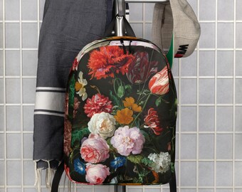 Dutch Golden Age Baroque Flowers Minimalist Backpack,  Minimalist Backpack, Everyday Backpack, Travel Bag, Laptop Waterproof Backpack, Gifts