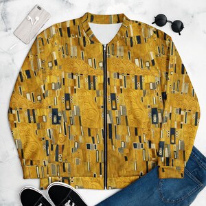 Gustav Klimt The Kiss Unisex Bomber Jacket, Aesthetic Gifts, Aesthetic Gifts for Women, Aesthetic Gifts for Men, Jacket Vintage, Jackets