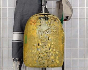 Gustav Klimt Lady in Gold Minimalist Backpack, Everyday Backpack, Travel Bag, Laptop Waterproof Backpack, Gifts